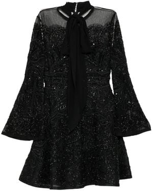 Elie Saab Embellished Tulle Dress - Black