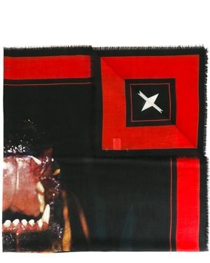 Givenchy Rottweiler Print Scarf - Red