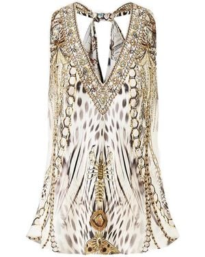 CAMILLA Knot-Back V-Neck Blouse - White