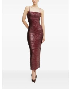 Hervé Léger Gemma Metallic Dress - Red