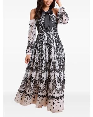 Needle & Thread Embroidered-Flowers Maxi Dress - White