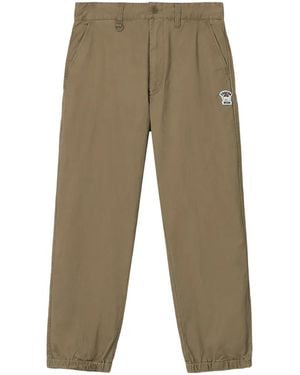 Chocoolate Logo-Patch Elasticated-Cuff Pants - Natural