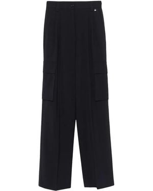 Herno Pleated Virgin Wool Straight-Leg Trousers - Blue