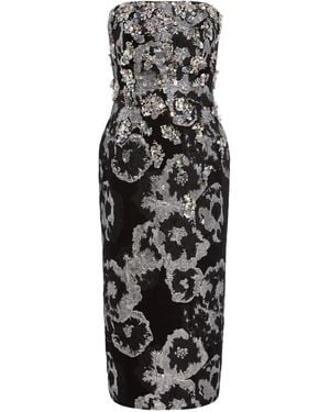 Jenny Packham Floral-Print Embellished Midi Dress - Black