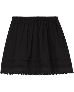 B+ AB Embroidered-At-Hem Skirt - Black