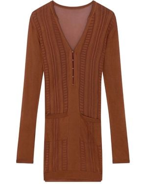 Donde Esteban Guayabera Mini Dress - Brown