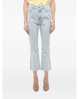 Seven7 Raw-Hem Flared-Leg Cropped Jeans - Blue