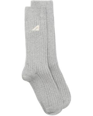 Autry Logo-Embroidered Sockls - Grey