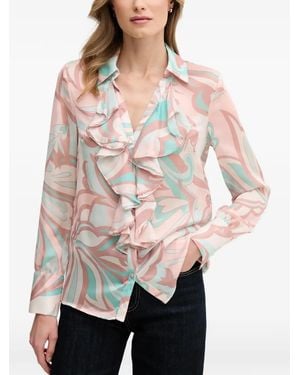 GAUDI Ruffled Patterned Shirt - Natural
