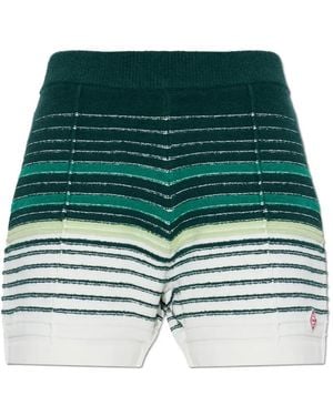 CASABLANCA Bouclé Striped Shorts - Green