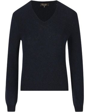 Loro Piana Vネック カシミアセーター - ブルー