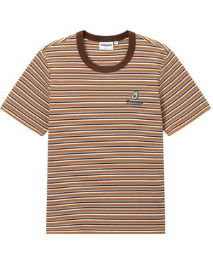 Chocoolate Gestreiftes T-Shirt mit Logo - Braun