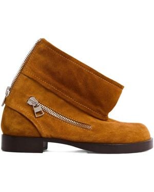 JW Anderson Suede Zip-Detail Boots - Brown