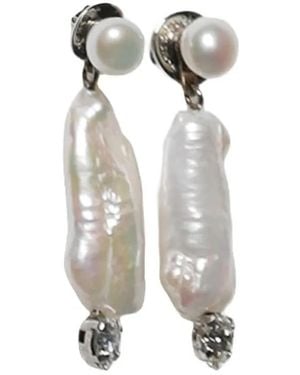 Simone Rocha Pendientes con perla y cristal - Blanco