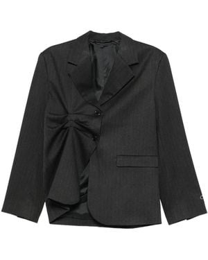 AVAVAV Pinstripe-Pattern Gathered-Detail Blazer - Black