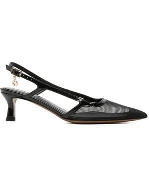 Maje Panelled Pointed-Toe Court Shoes - Black
