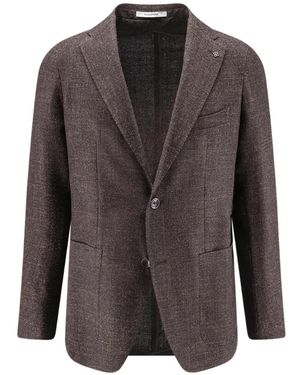 Tagliatore Single-Breasted Textured-Finish Blazer - Brown