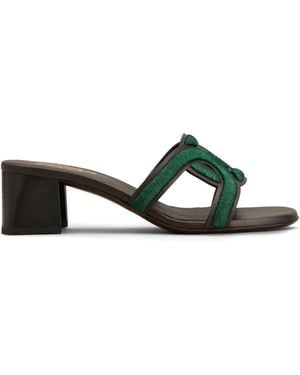 Tod's レザーミュール - グリーン