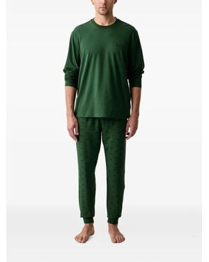 Lacoste Pijama Con Logo Estampado - Verde