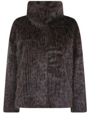 Betta Corradi Jacke Aus Faux Fur Mit Leopardenprint - Schwarz