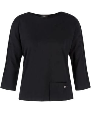 Marc Cain Patch-Pocket Boat-Neck T-Shirt - Black