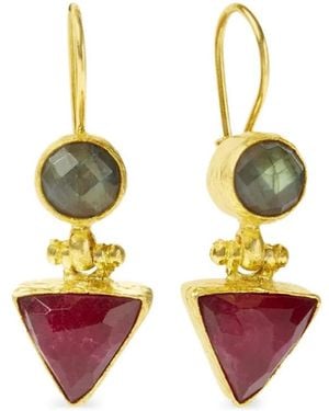 Ottoman Hands Hydra Labradorite And Ruby Drop Earrings - Metallic