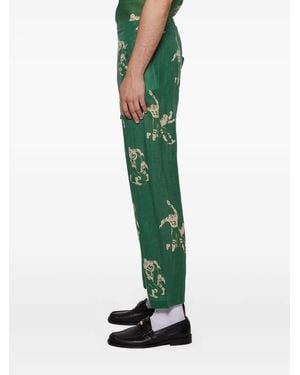 Bode Pantaloni Con Stampa - Verde