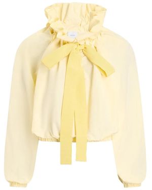 Patou Ruffled Tie-Neck Top - Yellow