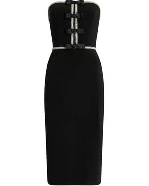 Jenny Packham Odette Bow-Embellished Beaded Midi Dress - Black
