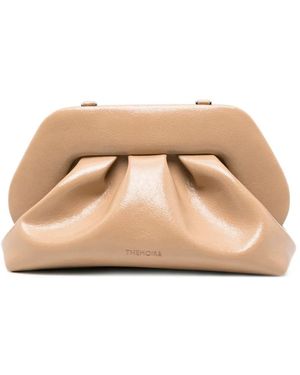THEMOIRÈ Crinkled-Finish Ruched Clutch Bag - Natural