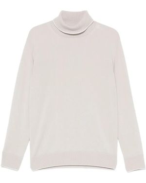 Eleventy Roll-Neck Cashmere Sweater - White