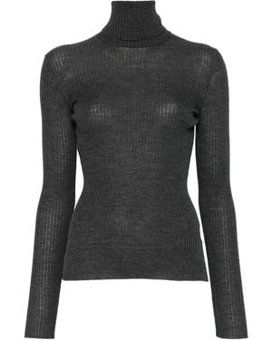 Mrz Gerippter Rollkragenpullover - Schwarz