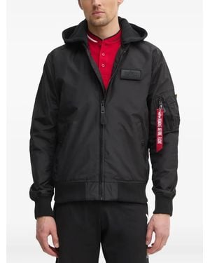 Alpha Industries Logo-Appliqué Hooded Jacket - Grey