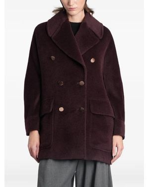 Tagliatore Charlize Brushed-Effect Double-Breasted Coat - Red