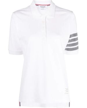 Thom Browne 4-Bar Stripe 2003-Print Polo Shirt - White