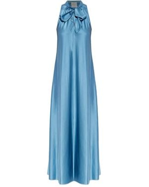 Forte Forte Ärmelloses Maxikleid mit Schleifenkragen - Blau