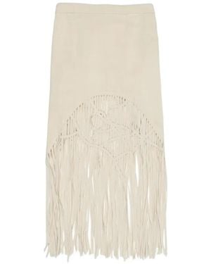Bimba Y Lola Fringe-Trimmed Skirt - White
