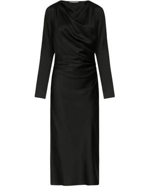 Loulou de Saison Fabio Draped Satin Midi Dress - Black