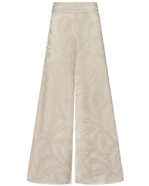 Johanna Ortiz Musical Palm-Jacquard Wide-Leg Trousers - White