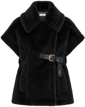 Max Mara Belted Faux-Fur Gilet - Black