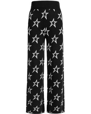 Perfect Moment Chalet Embroidered-Logo Knitted Trousers - Black