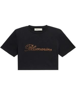 Blumarine Logo-Print Jersey T-Shirt - Black