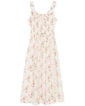 Doen Emmaretta Midikleid Mit Blumenprint - Weiß
