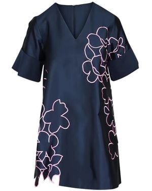 LOVEBIRDS Floral V-Neck Mini Dress - Blue