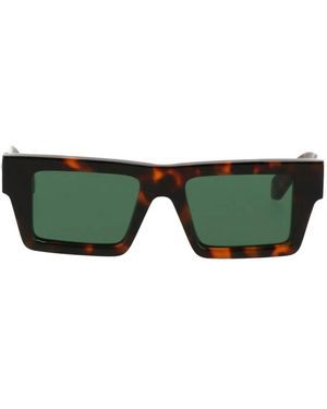 Off-White c/o Virgil Abloh Tortoiseshell Rectangle-Frame Sunglasses - Green