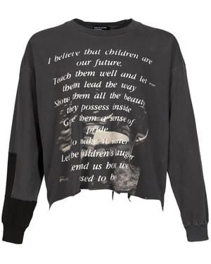 Enfants Riches Deprimes T-Shirt Effetto Vissuto Con Stampa Slogan - Nero