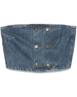 ROTATE BIRGER CHRISTENSEN Top Denim Con Bottoni - Blu