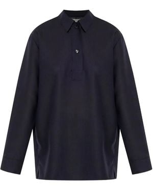 Studio Nicholson Pinole Wool Polo Top - Blue