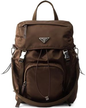 Prada Logo-Detail Backpack - Brown