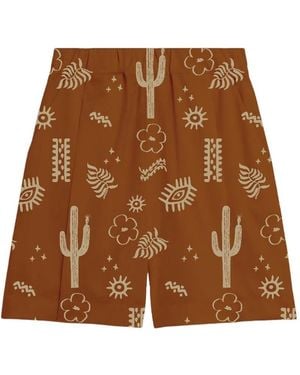 A PAPER KID Cactus-Print Bermuda Shorts - Brown